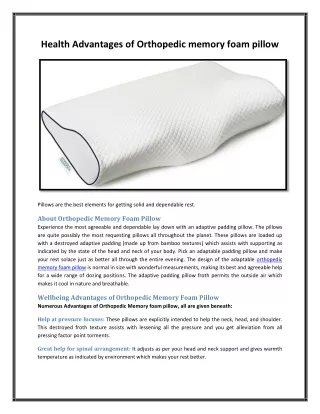 health advantages of orthopedic memory foam pillow