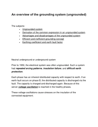 an overview of the grounding system ungrounded