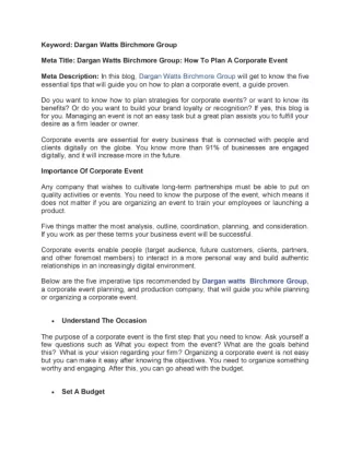 Dargan Watts of the Birchmore Group