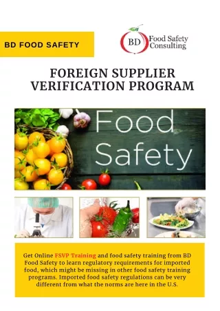 FSVP Certification-  BD Food Safety