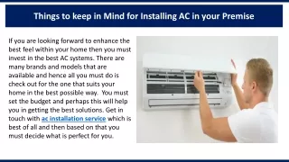 things to keep in mind for installing ac in your