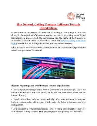 how network cabling company influence towards