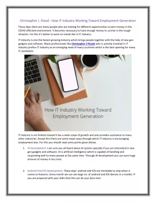 Christopher J. Flood - How IT Industry Working Toward Employment Generation