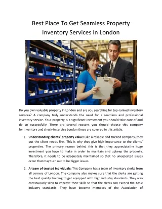 Best Place To Get Seamless Property Inventory Services In London
