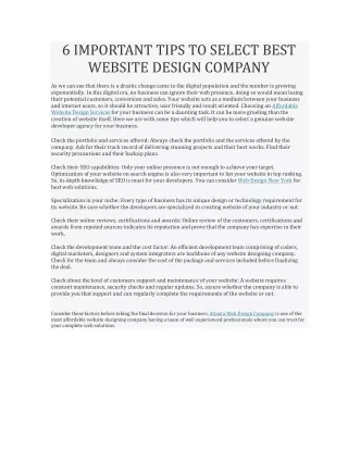 6 important tips to select best website design
