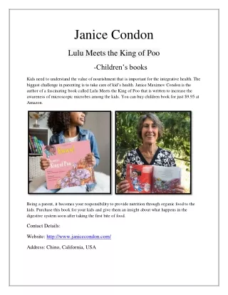 Buy The Children Book On Nutrition For Wellness From Janicecondon