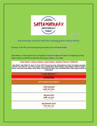Now let's talk about Satta Matka