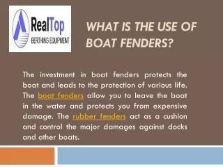 what is the use of boat fenders