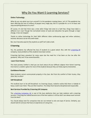 why do you want e learning services