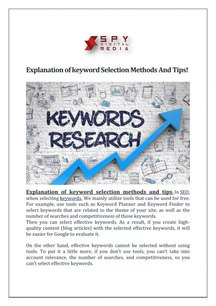 explanation of keyword selection methods and tips