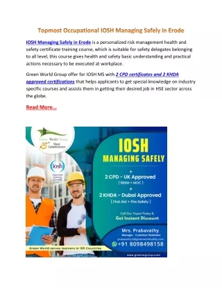 iosh managing safely in erode is a personalized