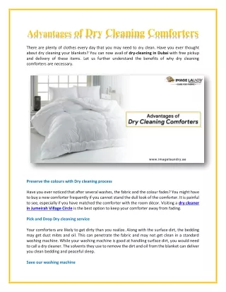 advantages of dry cleaning comforters there