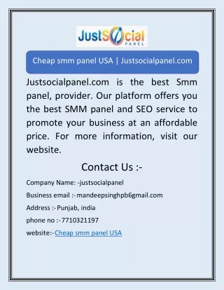 Cheap smm panel USA | Justsocialpanel.com