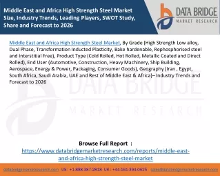 Middle East and Africa High Strength Steel Market Size, Industry Trends, Leading Players, SWOT Study, Share and Forecast