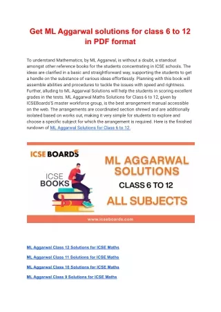get ml aggarwal solutions for class