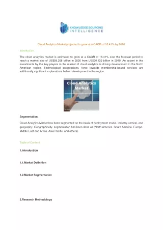 cloud analytics market projected to grow