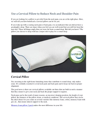 use a cervical pillow to reduce neck and shoulder