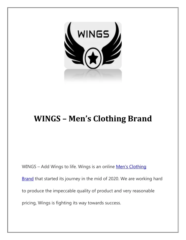 wings men s clothing brand
