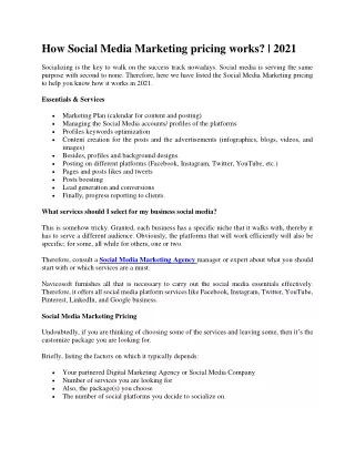 how social media marketing pricing works 2021