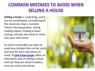 common mistakes to avoid when selling a house