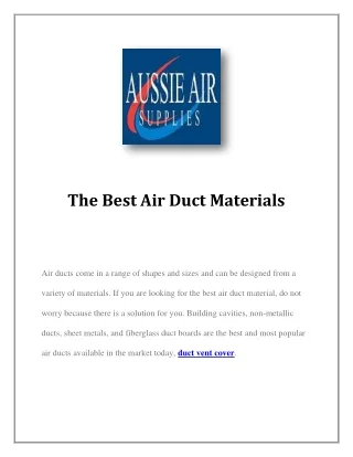 the best air duct materials