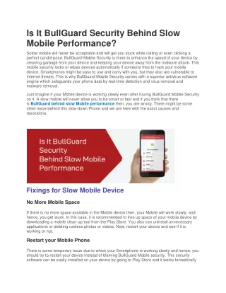is it bullguard security behind slow mobile