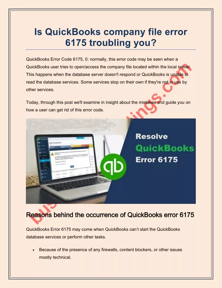 is quickbooks company file error 6175 troubling
