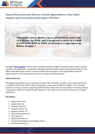honey market revenue drivers growth opportunities