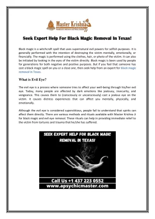 Seek Expert Help For Black Magic Removal In Texas!