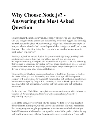why choose node js answering the most asked
