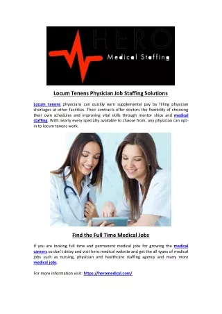 locum tenens physician job staffing solutions