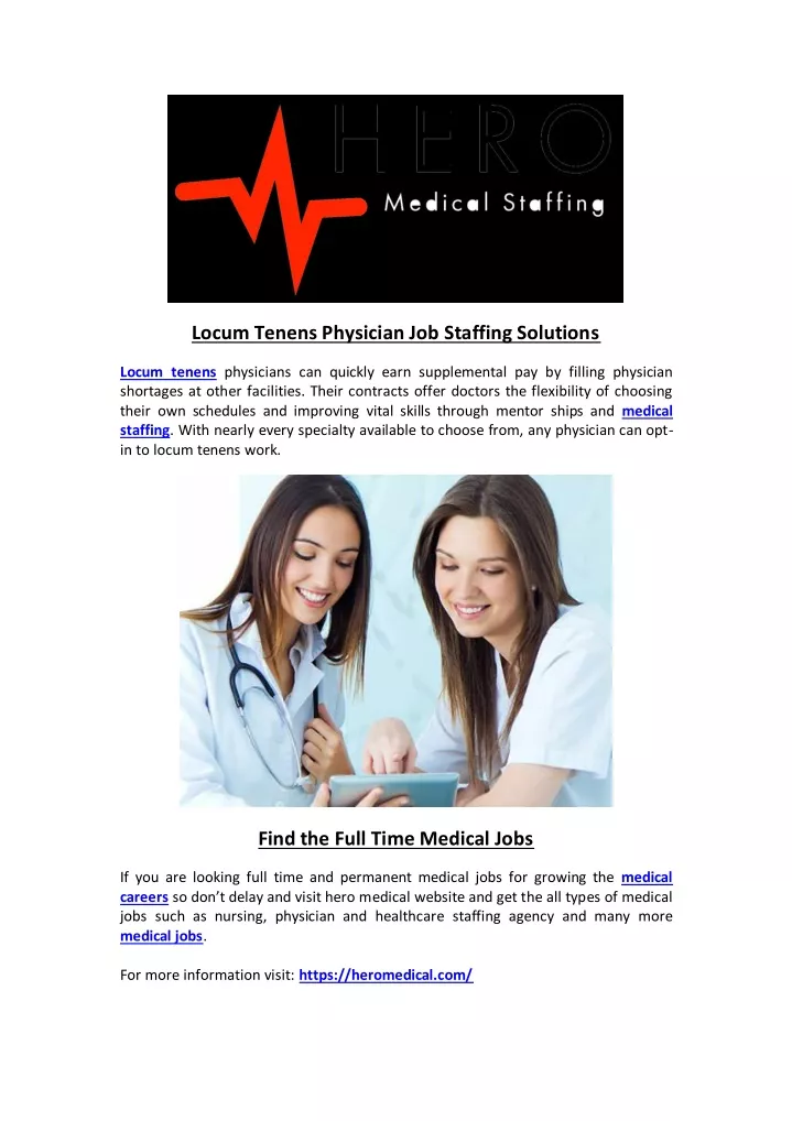 locum tenens physician job staffing solutions