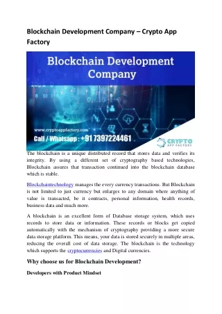 blockchain development company crypto app factory