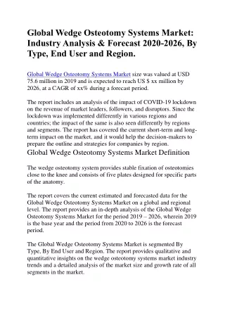 global wedge osteotomy systems market industry