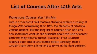 List of Courses after 12th Arts