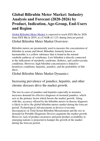 global bilirubin meter market industry analysis