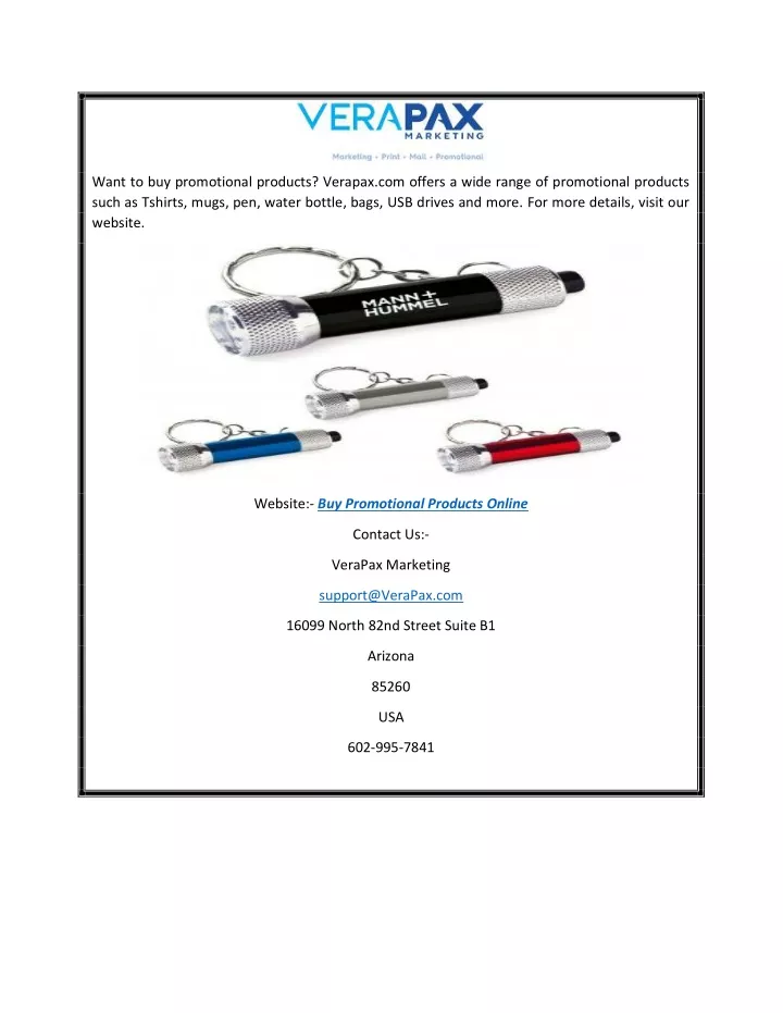 want to buy promotional products verapax
