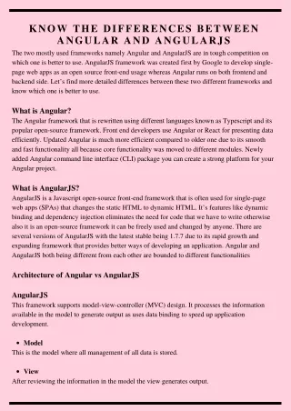 Know the Differences Between Angular and AngularJS