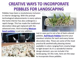 Creative Ways to Incorporate Pebbles for Landscaping