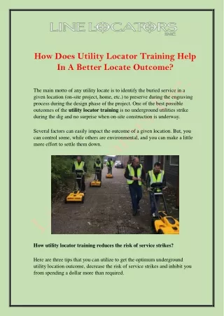 How Does Utility Locator Training Help In A Better Locate Outcome?