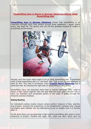 Powerlifting Gym in Moore or Norman Oklahoma Shares Ideal Powerlifting Diet