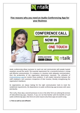 Five reasons why you need an Audio-Conferencing App for your Business