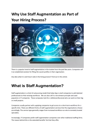 why use staff augmentation as part of your hiring