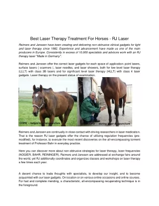 Best Laser Therapy Treatment For Horses - RJ Laser