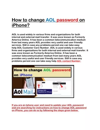 How to change AOL password on iPhone-