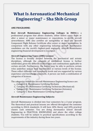 What Is Aeronautical Mechanical Engineering – Sha Shib Group