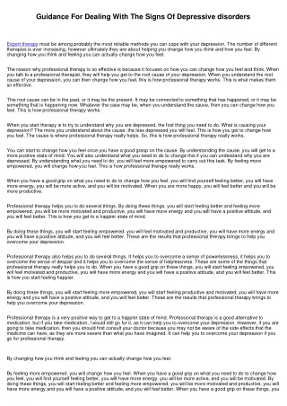 Advice For Coping With The Signs Of Major depression
