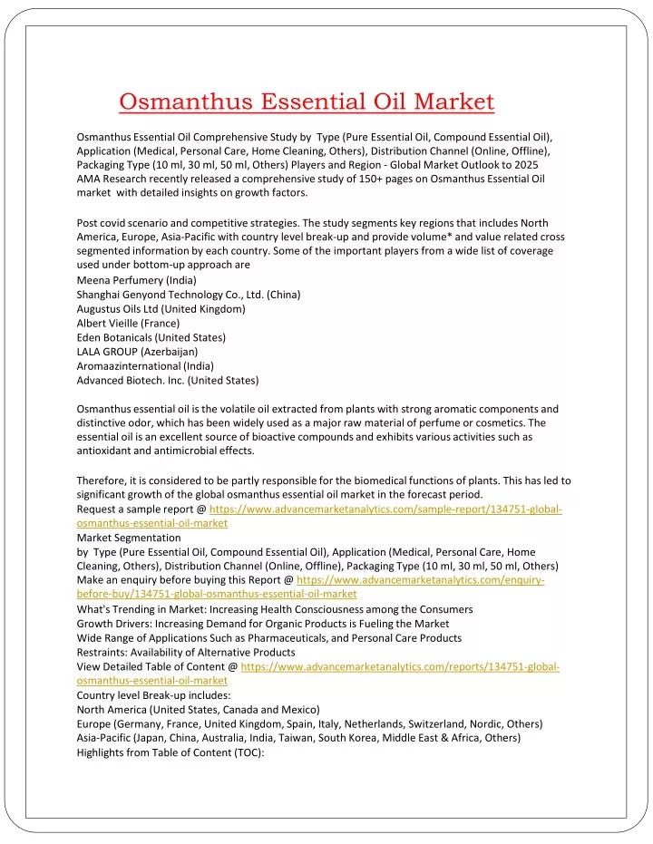osmanthus essential oil market