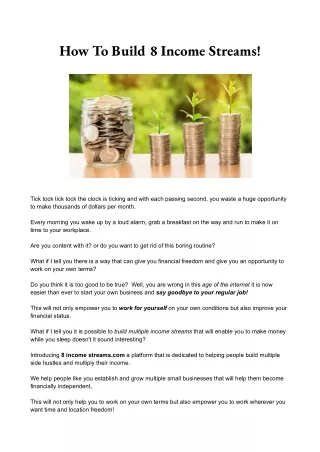 how to build 8 income streams