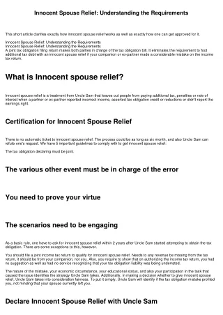 innocent spouse relief understanding